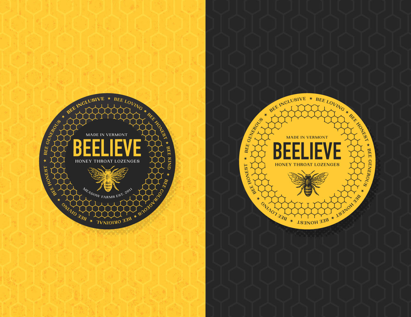 Beelieve honey throat lozenges branding design